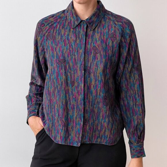 Diane Von Furstenberg Women’s Blouse Top Purple Vintage 70s Size 8 - Picture 9 of 9